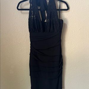 Carole Little Black Backless Lace Dress